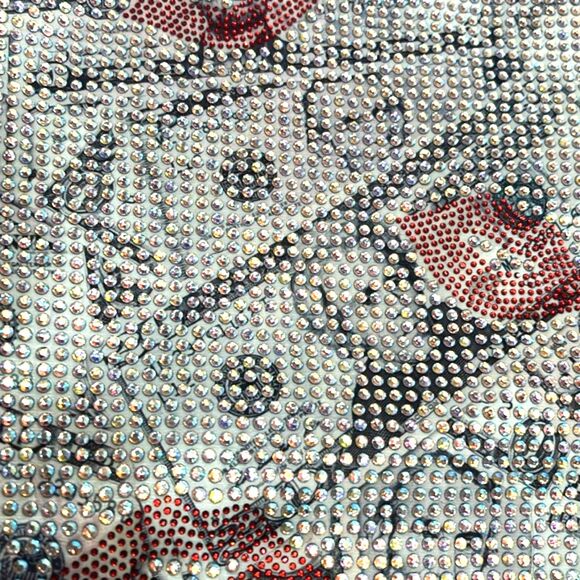 Rhinestone Wedge Boots Sz 11 Lips Print Knee High Pointed Toe Sparkle Glam - Picture 13 of 13